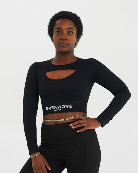 Buy Zella Perform Crossband Long Sleeve Crop Top - Black At 40% Off